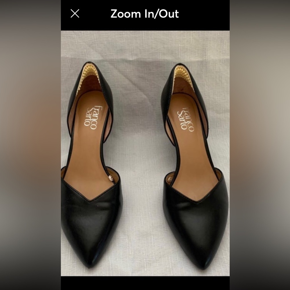 Franco Sarto Wedge heels.Like new.Too tight for me.Beautiful shoes.Black size 7